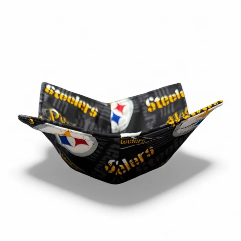 Hand Crafted Bowl Cozy Bowl Microwavable  Cotton Padded Pittsburgh Steelers